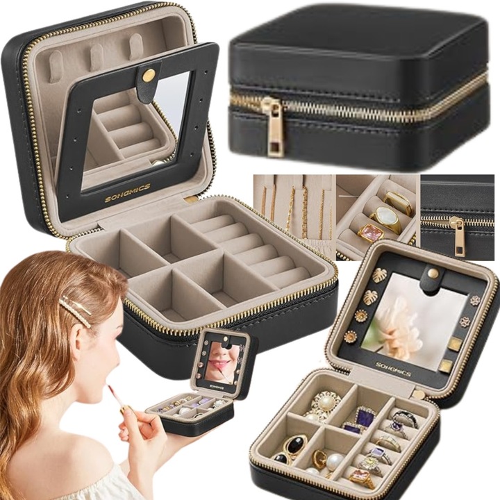 Cutie Bijuterii Calatorie Mica cu Oglinda, Organizator Elegant