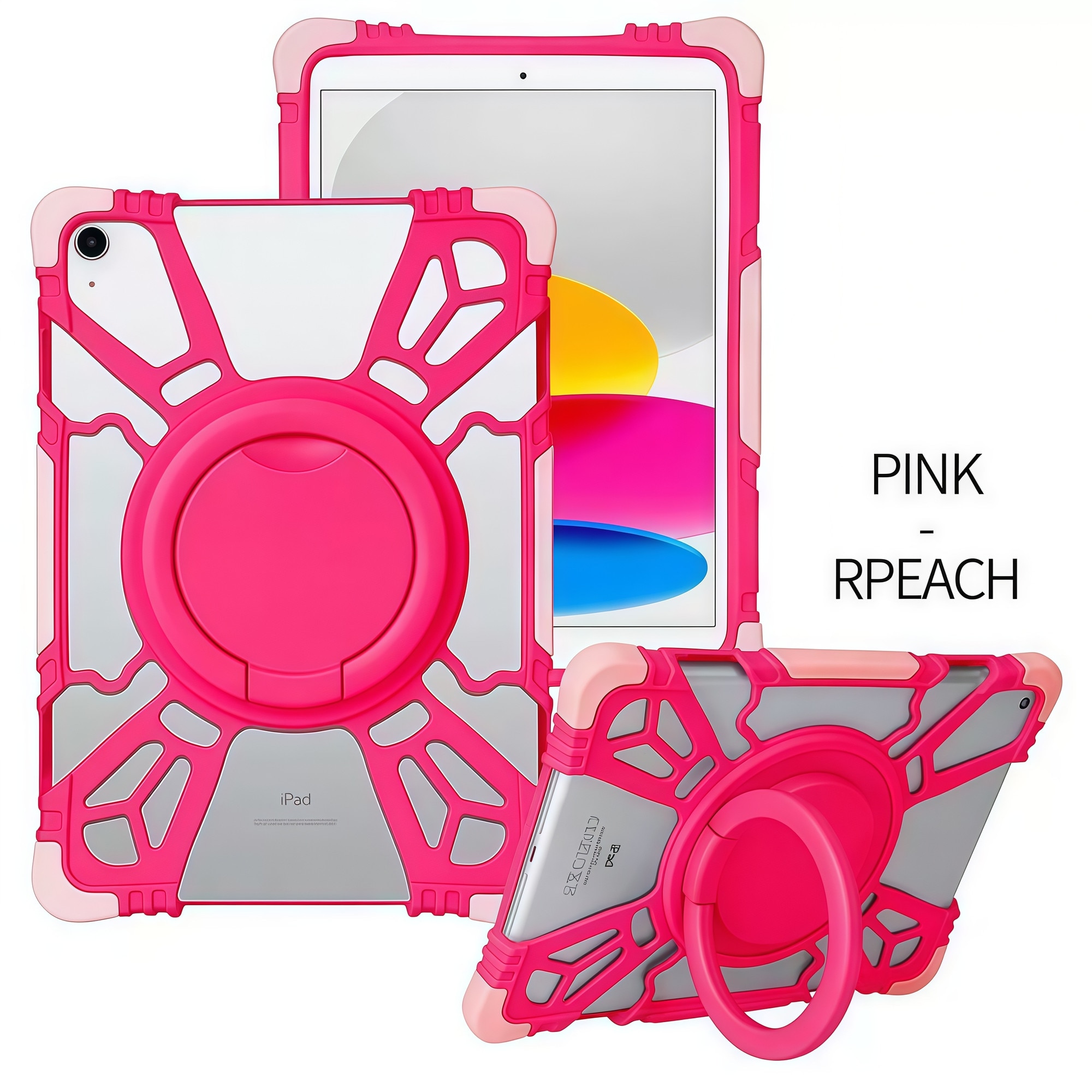Husa Tableta Universala 9.5 - 11 inch, Heavy Duty pentru Allview Viva H1003 / Vonino Magnet / Samsung, Silicon Lichid Premium, Protectie Dubla, Stand 360, Roz Fucsia cu Roz