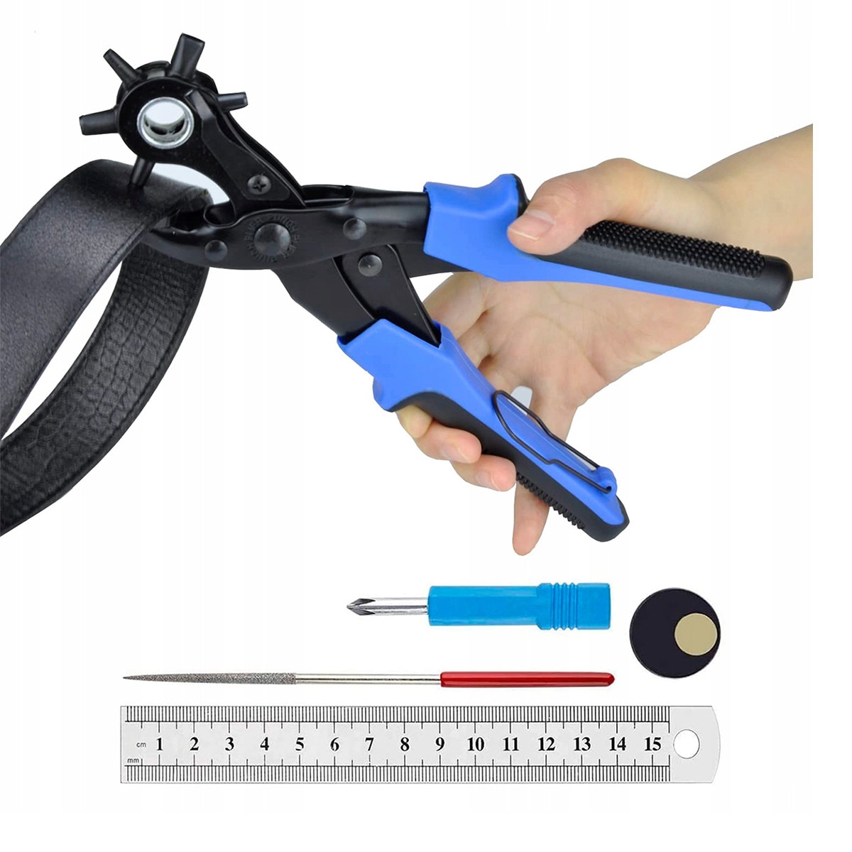 Set cleste preducea si accesorii pentru perforare curele, YOUKUKE®, 5 ...