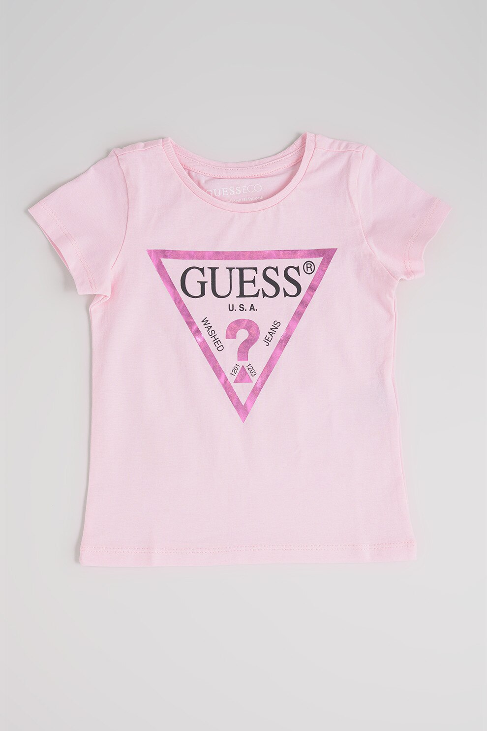 GUESS KIDS, Tricou de bumbac cu imprimeu logo, Roz pastel, 105-112 CM