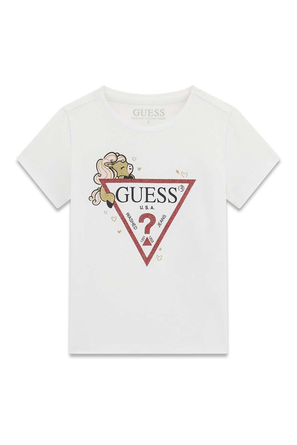 GUESS KIDS, Tricou cu imprimeu logo, Rosu, Alb, 118-122 CM