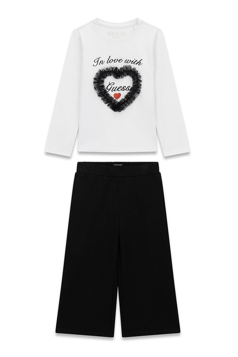 GUESS KIDS, Set de bluza si pantaloni - 2 piese, Alb/Negru