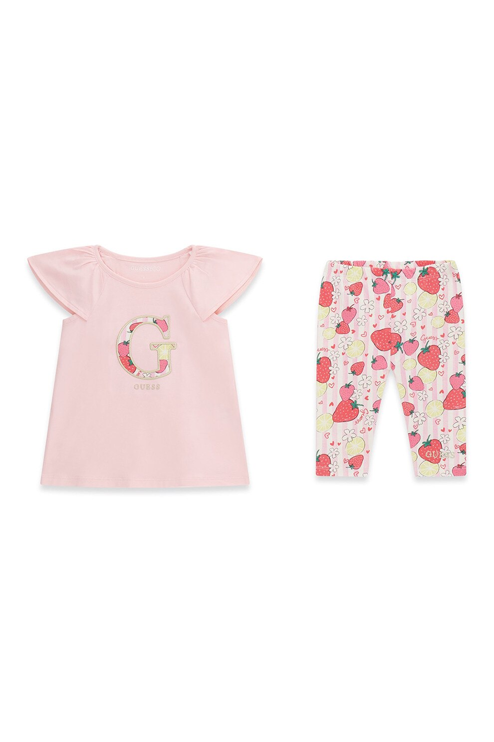 GUESS KIDS, Set de tricou si colanti Strawberry, Roz deschis, 113-118 CM