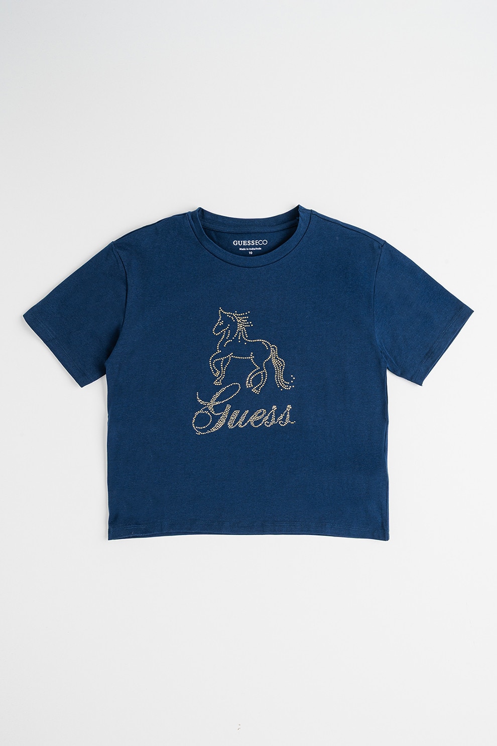GUESS KIDS, Tricou cu strasuri, Auriu, Bleumarin, 167 CM