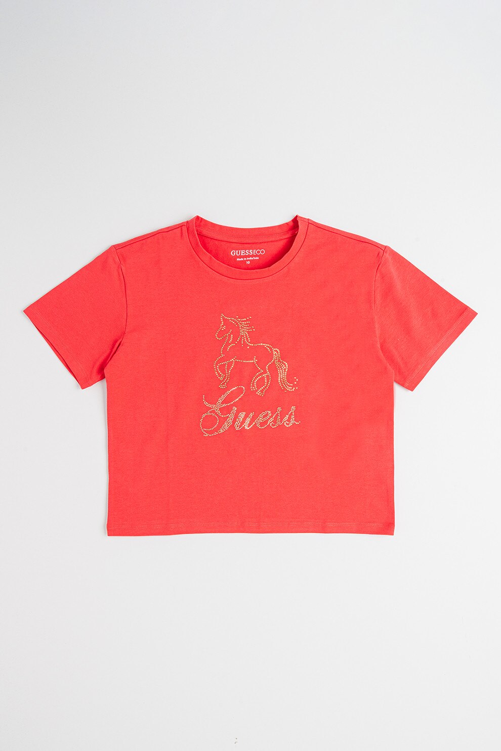 GUESS KIDS, Tricou cu strasuri, Auriu, Coral, 167 CM