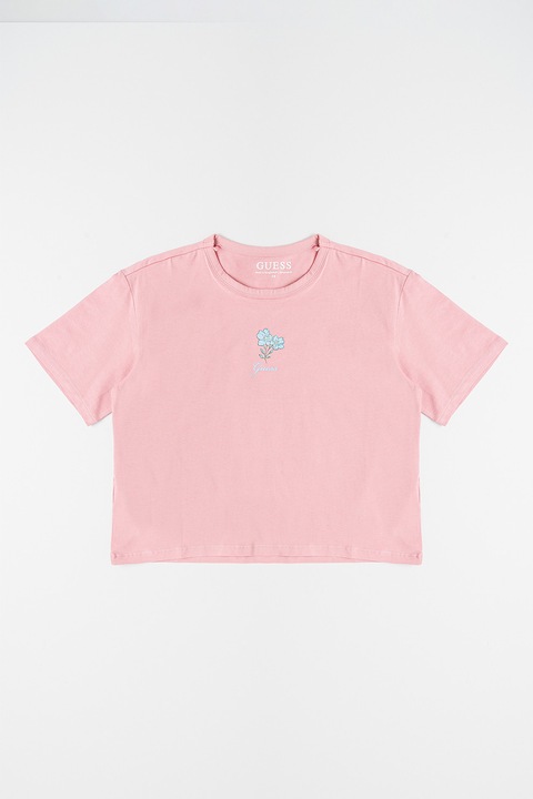 GUESS KIDS, Tricou din amestec de bumbac cu detaliu cu imprimeu grafic, Verde/Roz pastel/Albastru