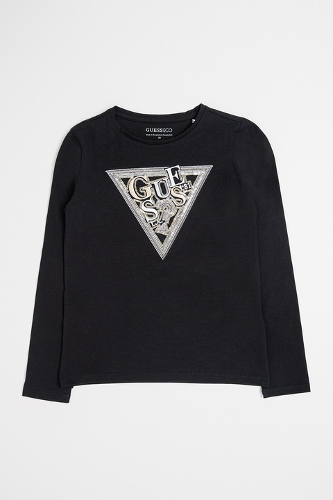 GUESS KIDS, Bluza cu imprimeu logo cu paiete, Negru