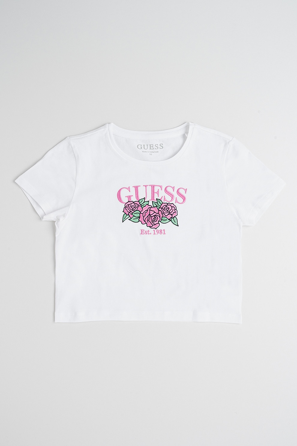 GUESS KIDS, Tricou crop cu imprimeu logo, Alb, Verde, Roz, 167 CM