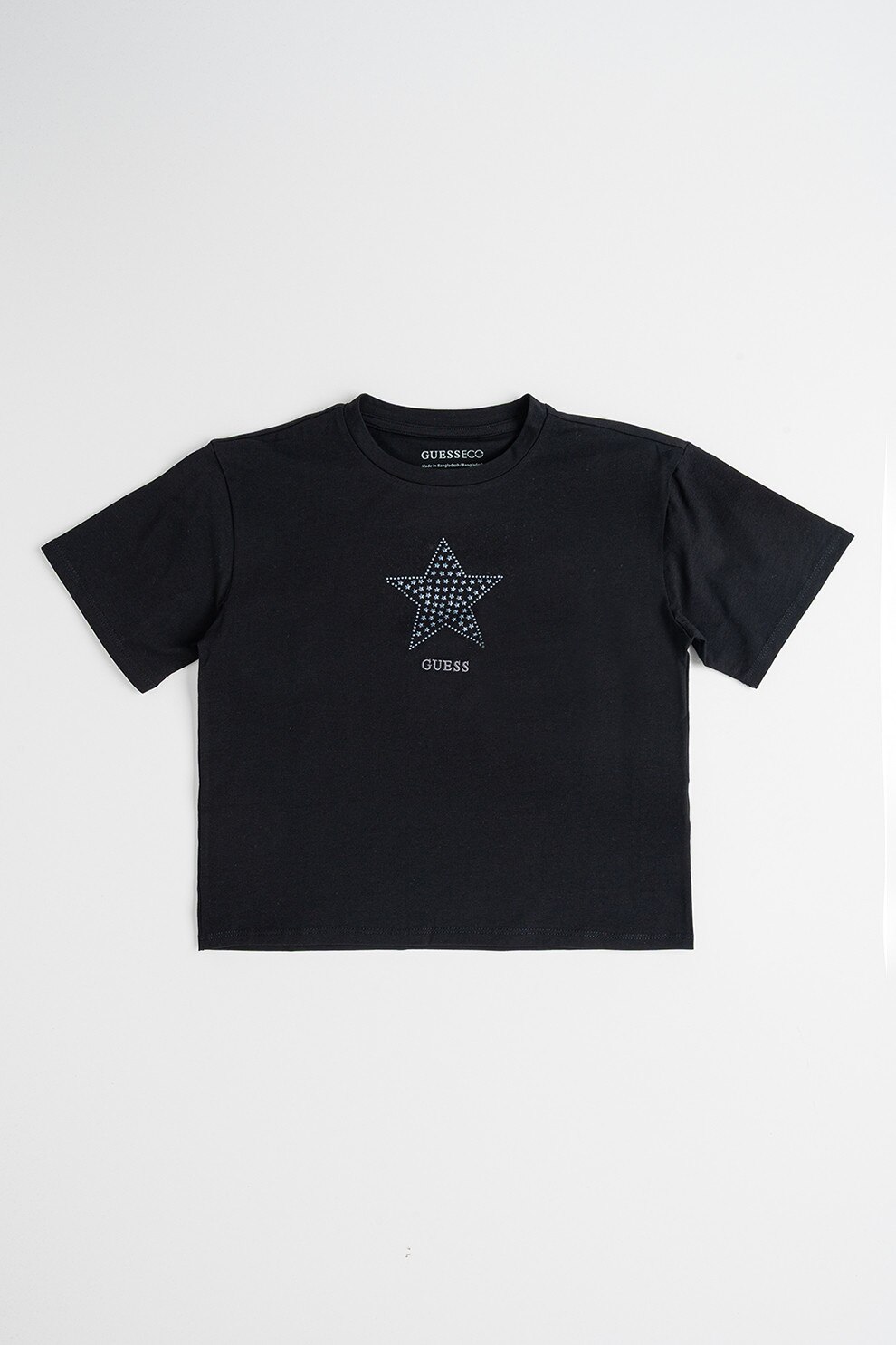 GUESS KIDS, Tricou cu strasuri pe piept, Negru, 157-166 CM