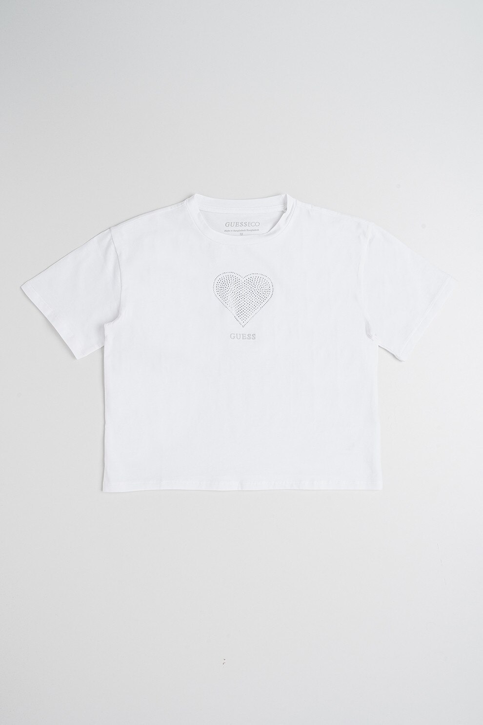GUESS KIDS, Tricou cu strasuri pe piept, Alb, Argintiu, 136-146 CM