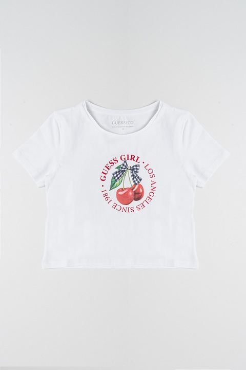 GUESS KIDS, Tricou crop cu imprimeu logo, Rosu/Alb/Verde