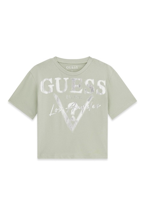 GUESS KIDS, Tricou din bumbac cu logo, Verde pal