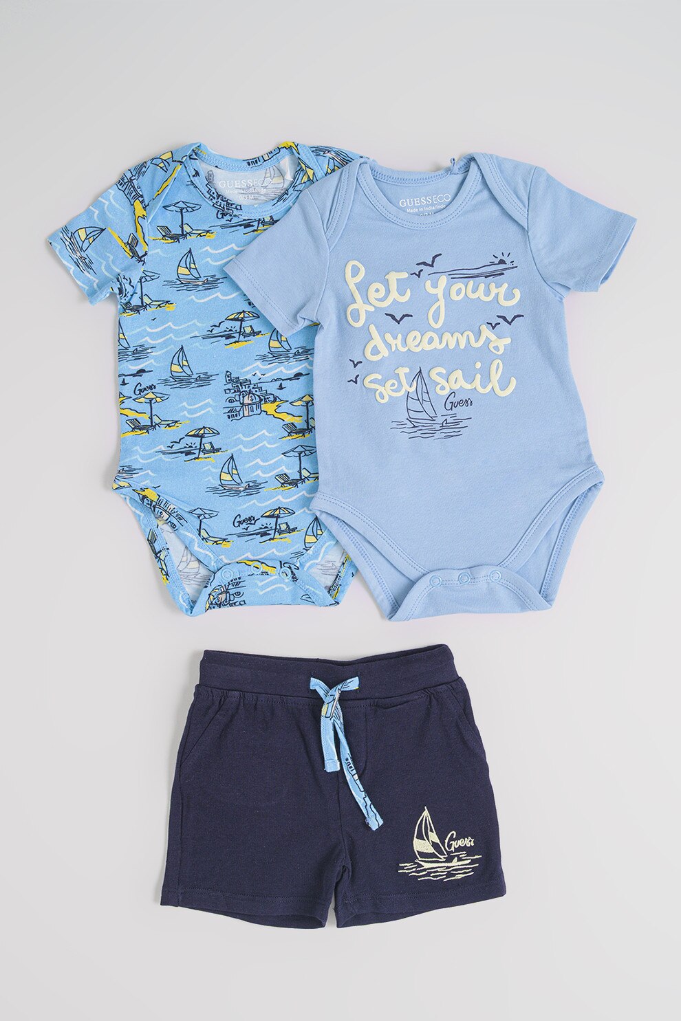 GUESS KIDS, Set de imbracaminte - 3 piese, Albastru deschis, Bleumarin, 62-68 CM