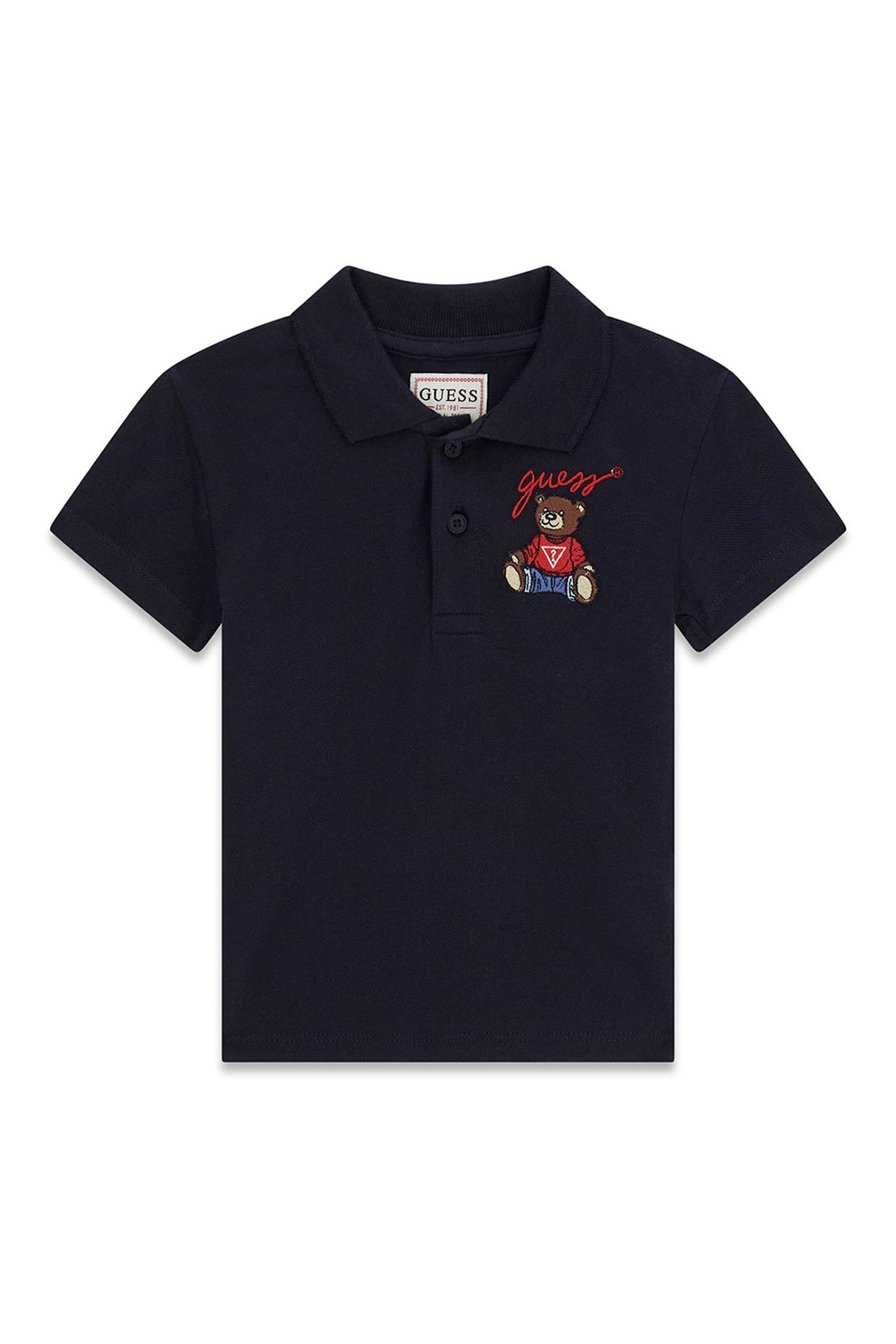GUESS KIDS, Tricou polo de bumbac cu logo brodat, Albastru ultramarin, 105-112 CM