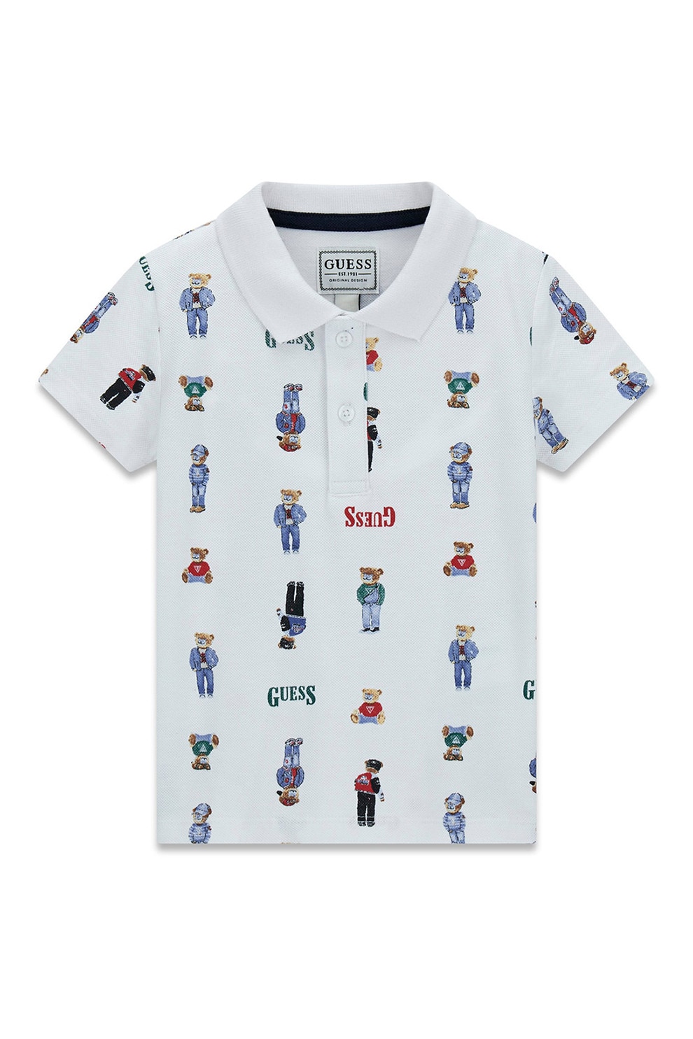 GUESS KIDS, Tricou polo cu model, Albastru deschis, 118-122 CM