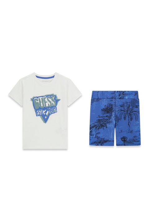 GUESS KIDS, Set de tricou si bermude, Albastru royal/Alb murdar