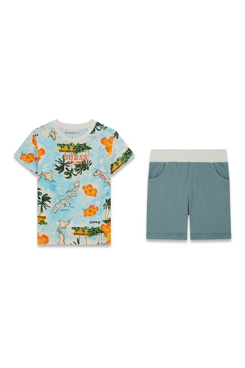 GUESS KIDS, Set de tricou si bermude, Albastru pal, Verde sparanghel, 118-122 CM