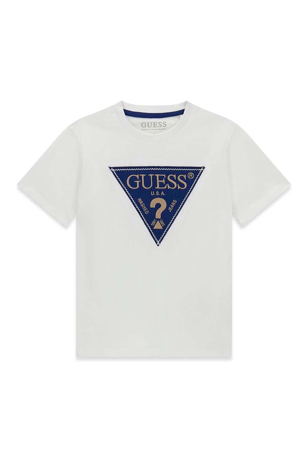 GUESS KIDS, Tricou cu imprimeu logo, Alb murdar, Albastru, 157-166 CM