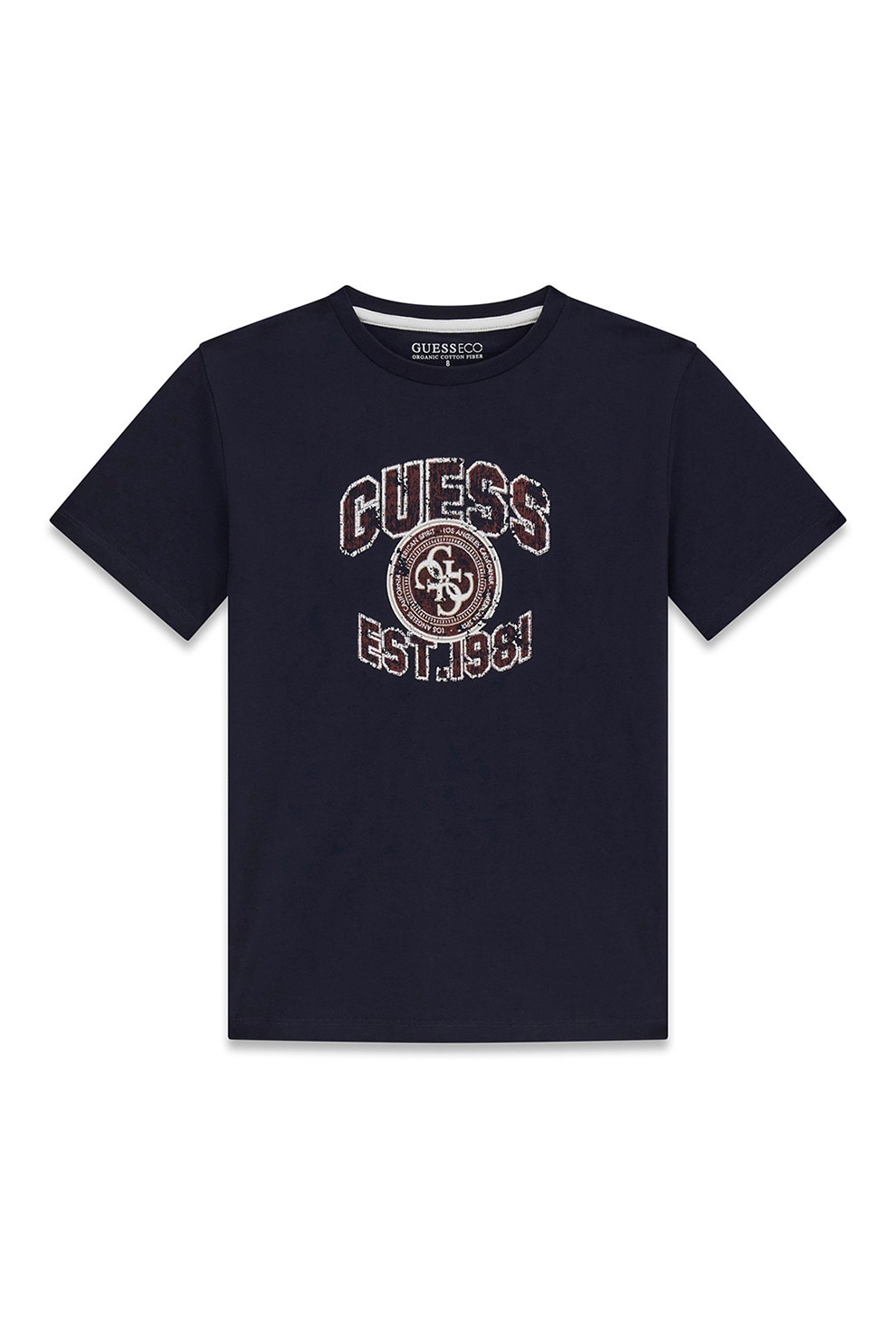 GUESS KIDS, Tricou cu decolteu rotund si logo, Bleumarin, 125-135 CM