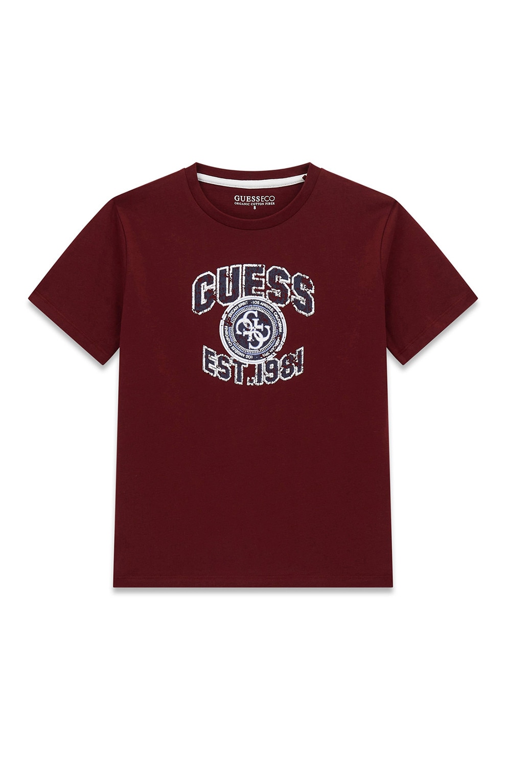 GUESS KIDS, Tricou cu decolteu rotund si logo, Visiniu, 122-125 CM