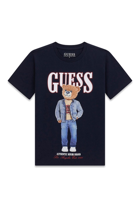 GUESS KIDS, Tricou de bumbac cu model grafic, Albastru ultramarin