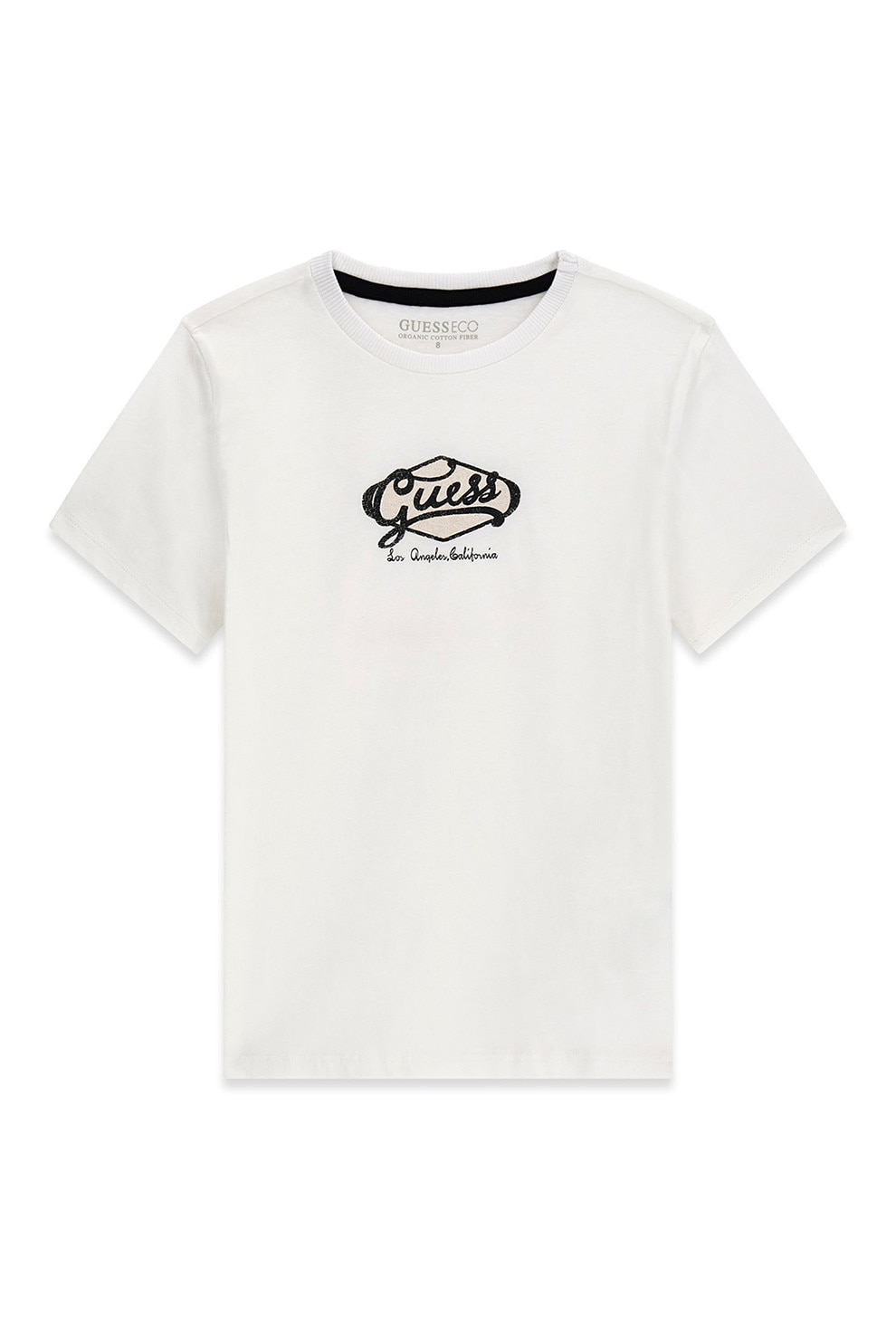 GUESS KIDS, Tricou cu logo si decolteu la baza gatului, Alb murdar, 147-157 CM