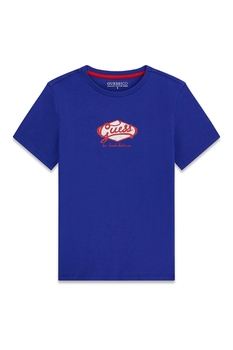 GUESS KIDS, Tricou cu logo si decolteu la baza gatului, Albastru inchis, 157-166 CM
