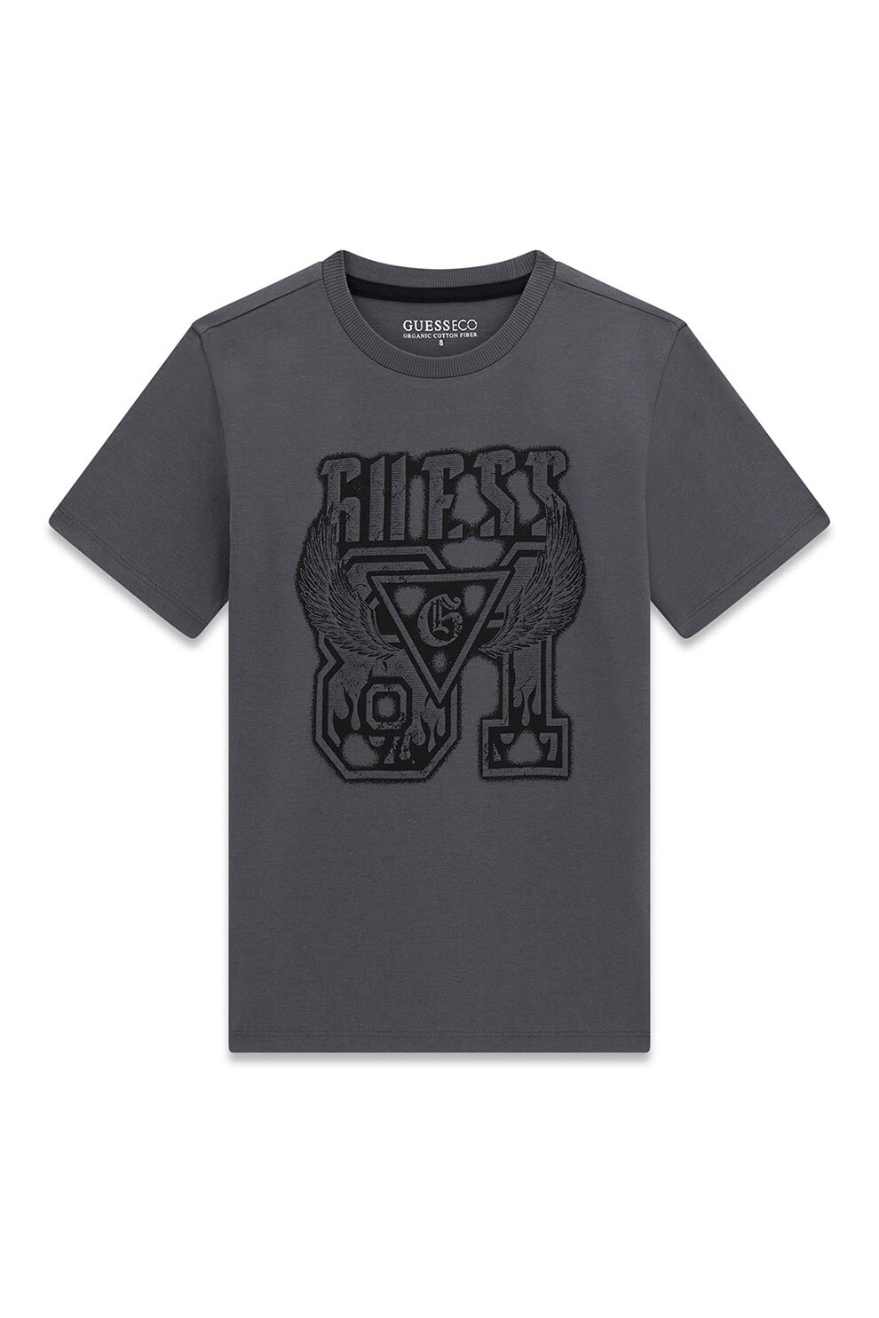 GUESS KIDS, Tricou de bumbac cu logo, Negru, Gri inchis, 122-125 CM