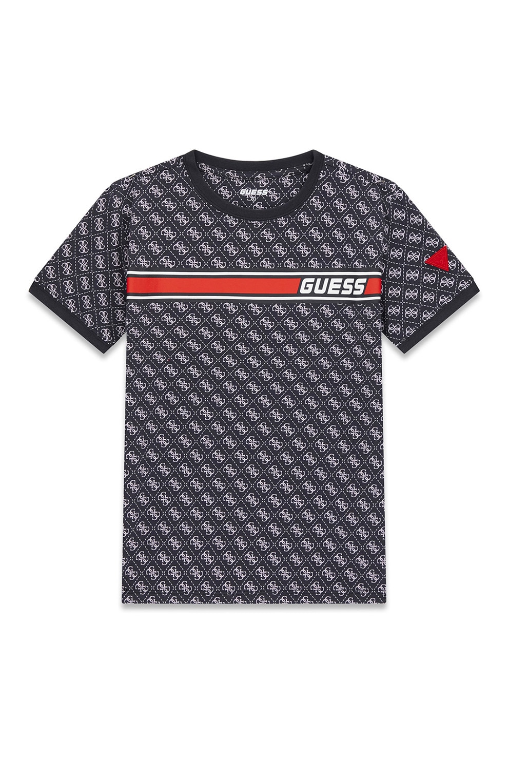 GUESS KIDS, Tricou din amestec de bumbac cu model monograma, Rosu, Bleumarin, 157-166 CM