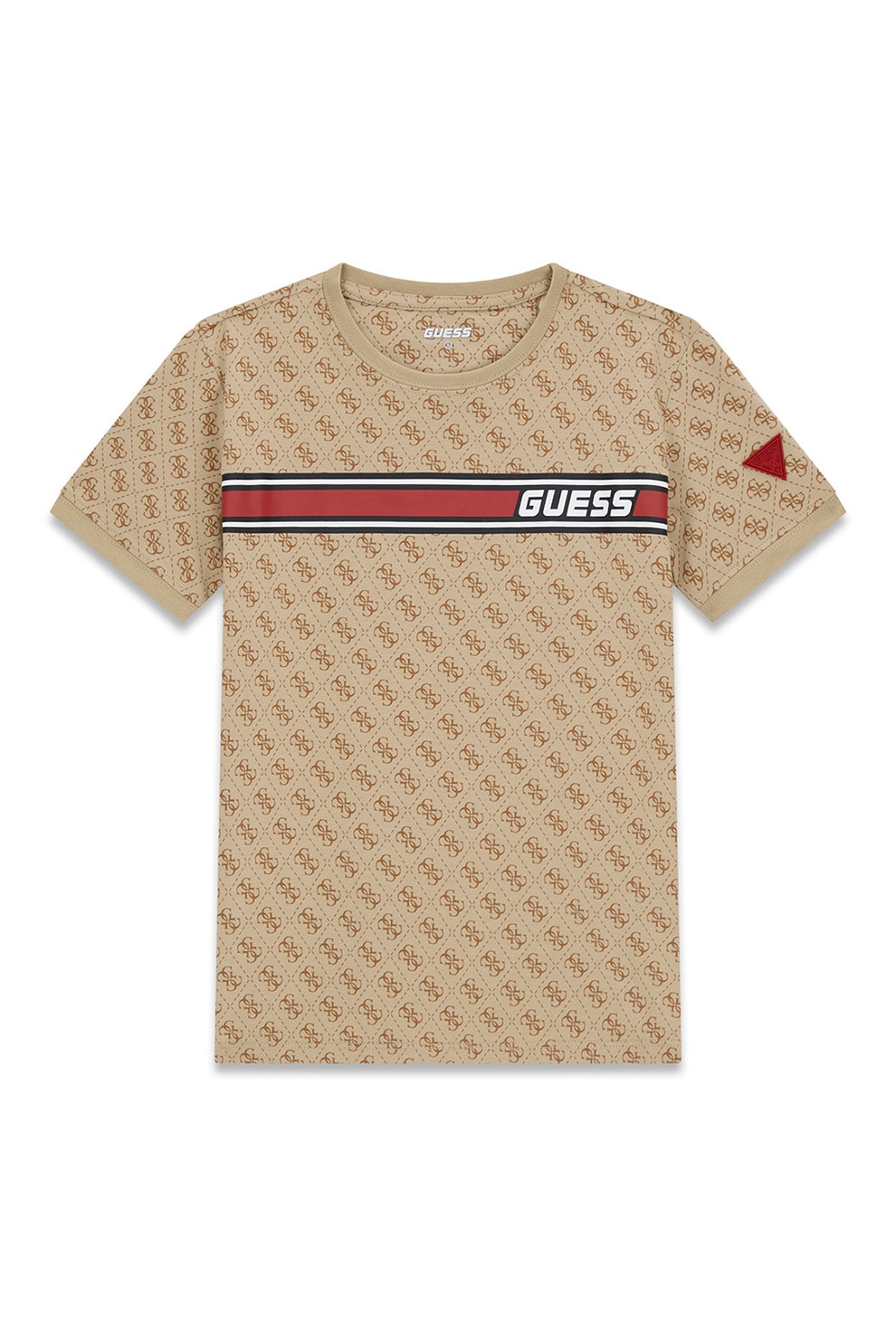 GUESS KIDS, Tricou din amestec de bumbac cu model monograma, Maro nisip, 136-146 CM