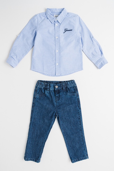 GUESS KIDS, Set de camasa din bumbac si blugi - 2 piese, Albastru