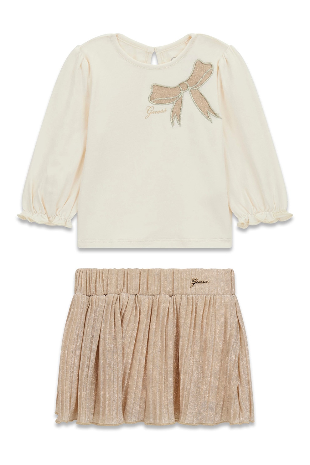 GUESS KIDS, Set de bluza si fusta scurta, Maro nisip, 68-76 CM