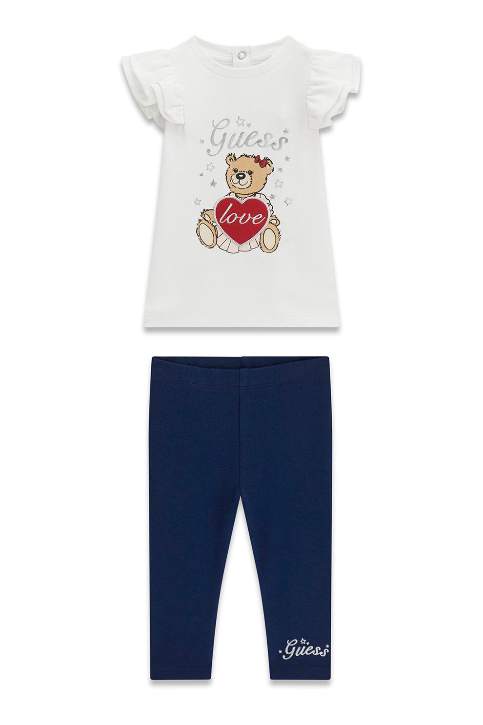 GUESS KIDS, Set de tricou si colanti, Alb, Albastru ultramarin, 54-60 CM