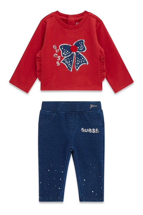 GUESS KIDS, Set de bluza de trening si colanti, Rosu/Albastru