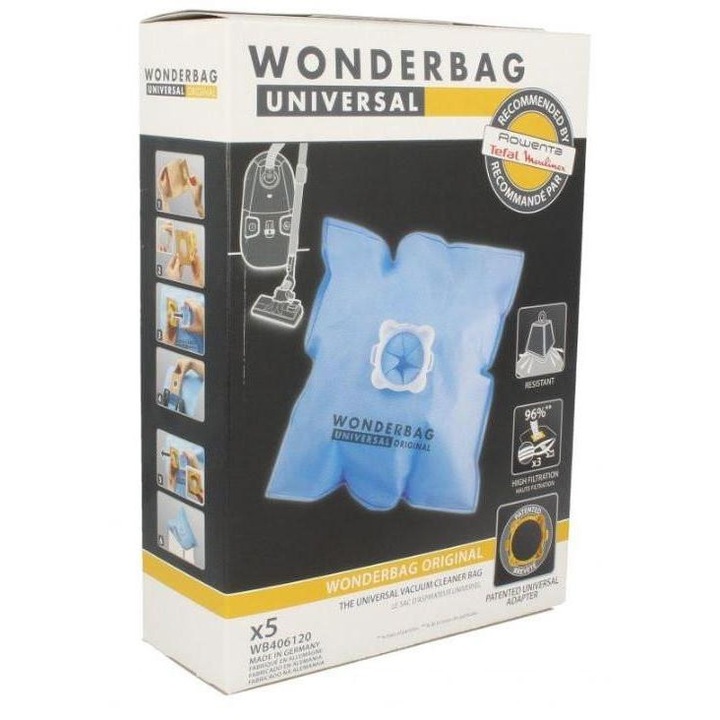 Set 5 saci aspirator Groupe SEB Wonderbag WB406120, ultra rezistenți, compatibili, 235x60x168mm