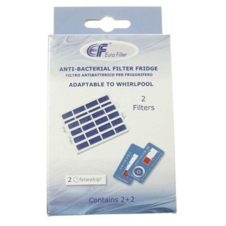 Set 2 Filtre Antibacteriene Microban cu Timestrip pentru Frigidere Whirlpool WF019/WF109