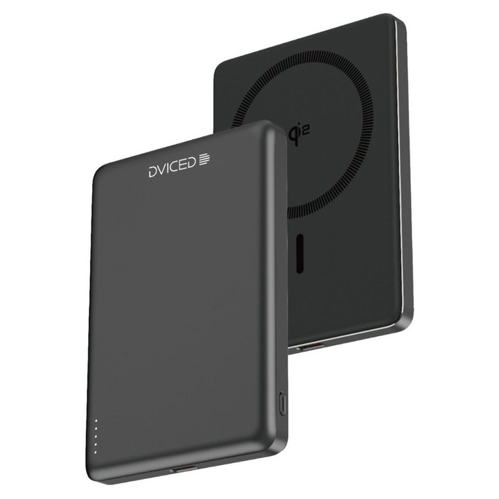 Dviced Qi2 Ultrathin MagSafe 5000mAh Powerbank Black, 297100, Powerbank