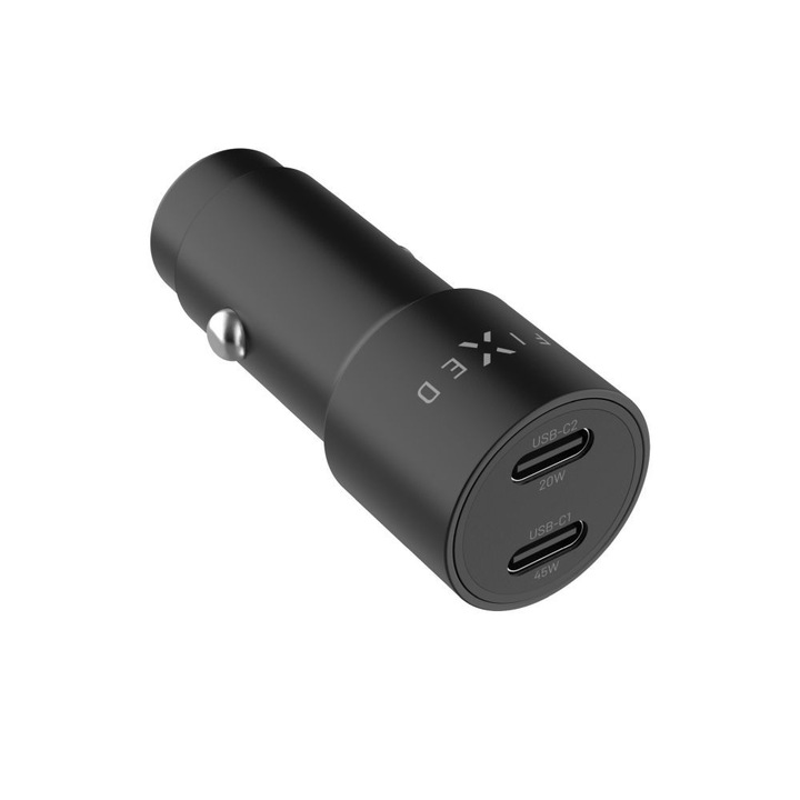 FIXED Dual USB-C Car Charger 65W PD 3.0 Black, 292757, Töltő