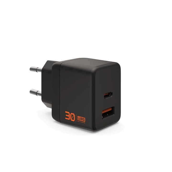 UAG 30W 2Port (USB-C, USB-A) Wall Charger EU Black, 297599, Töltő
