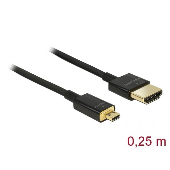 DeLock High Speed HDMI with Ethernet - HDMI-A male > HDMI Micro-D male 3D 4K 0.25 m Slim High Quality 85119 Kábel Kiegészítő, Kellék