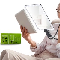 Lupa iluminare cu LED, 50 lumini, Portabila, dimensiune 18.7x25.7cm, Hands-free, 5x, 1000 mAh, Potrivita pentru citit, Cusut, design flexibil, incarcare USB, neagra