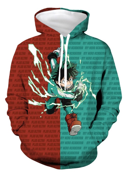 Суитшърт с качулка за възрастни My Hero Academia, 3D принтиран, размер S