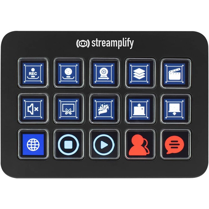 Stream Deck Streamplify STREAMING DECK ONE, 15 butoane, USB Hub, Negru