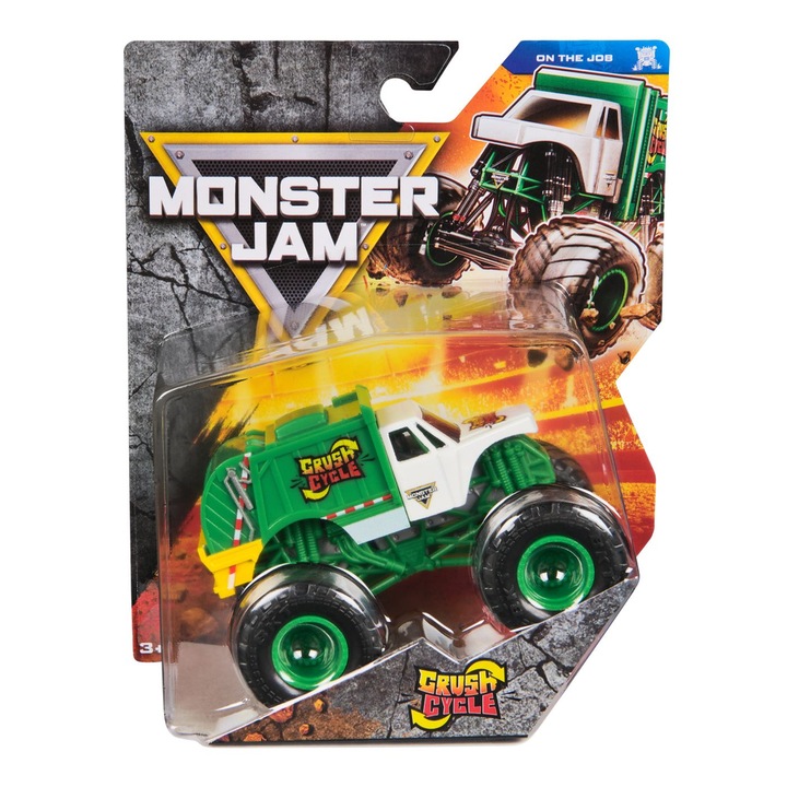 Masinuta Metalica Monster Jam On The Job Crush Cycle, Scara 1 la 64