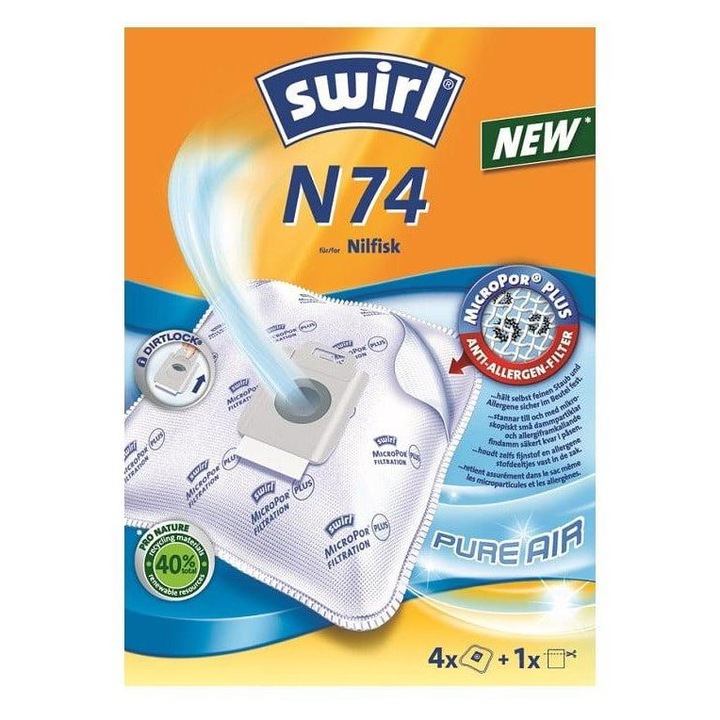 Saci Aspirator Nilfisk si Melitta N74/99763 - 4 Bucati + 1 Filtru Airspace Green Line