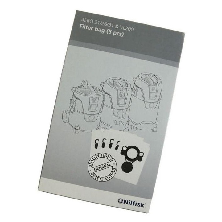 Sac Aspirator Nilfisk 107419590 Original pentru Aero 2021 - Set 5 Bucati