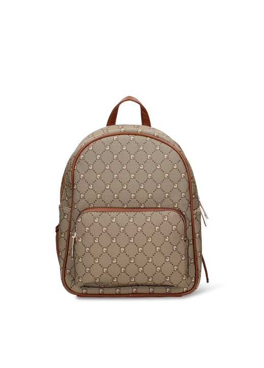 Pierre Cardin, Rucsac de piele ecologica cu monograma, Maro deschis, Verde pal