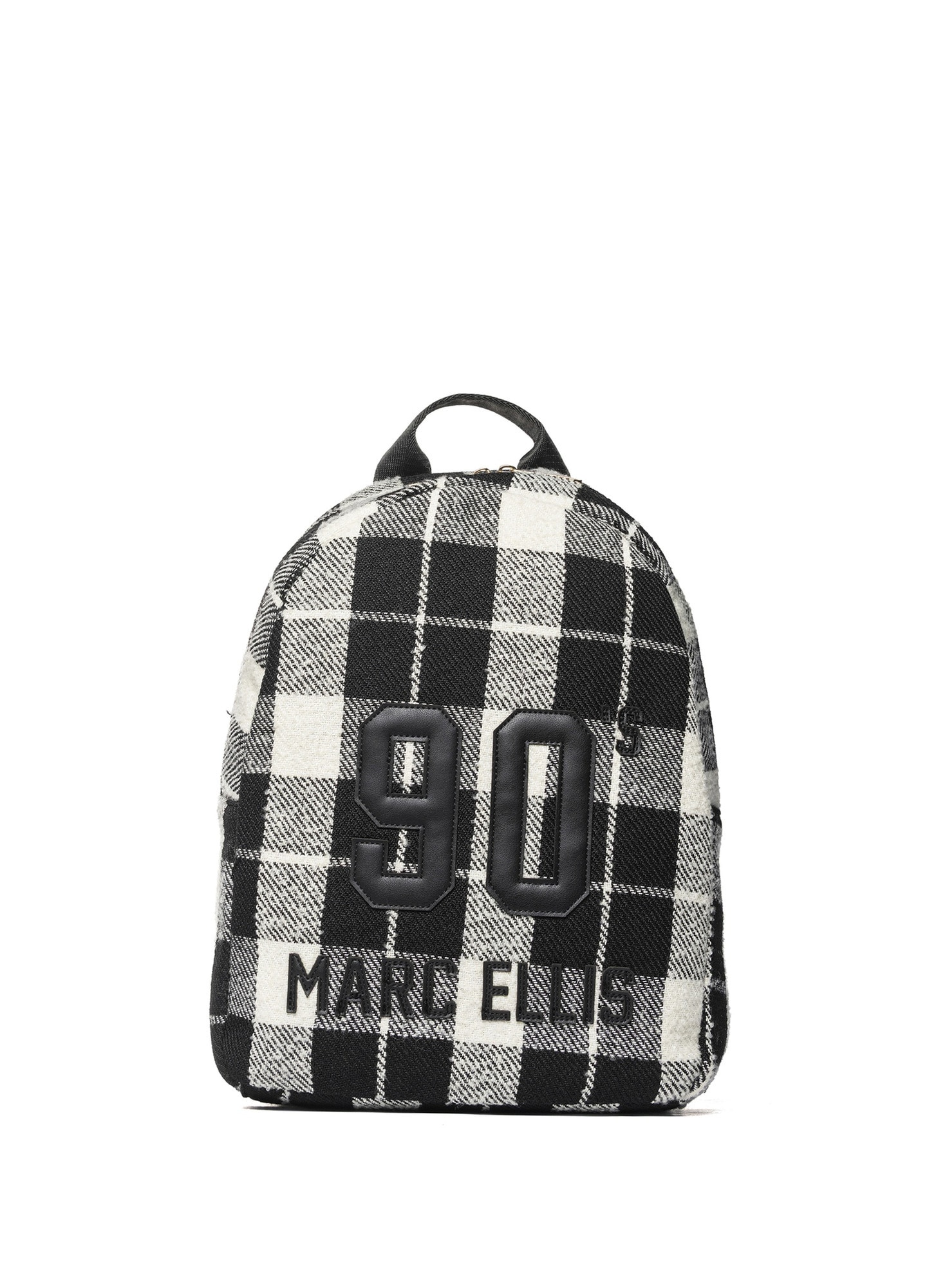 Marc Ellis, Rucsac in carouri din material textil, Alb, Negru