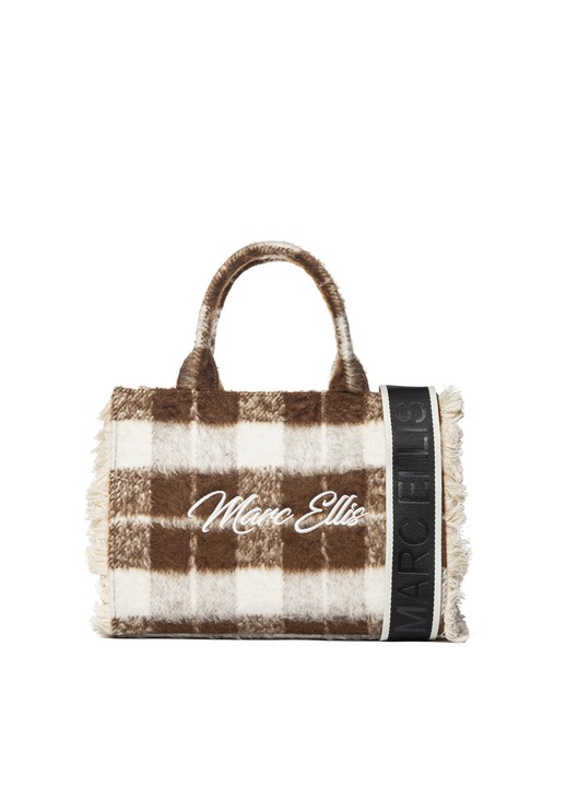 Marc Ellis, Geanta cu maner si piele cu par scurt Seraphina Plus, Alb, Maro