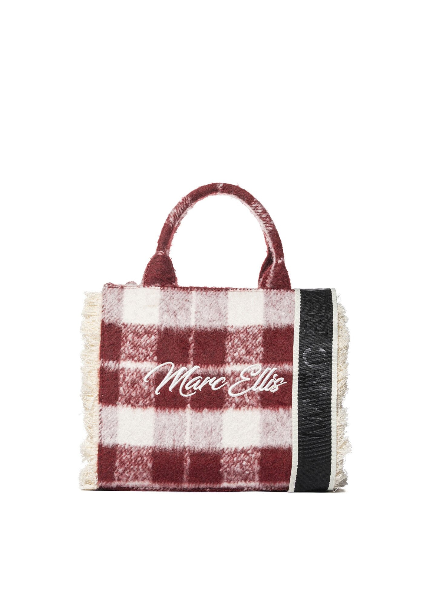 Marc ellis, Geanta cu imprimeu logo si maner Riviera Prime, Alb, Rosu inchis